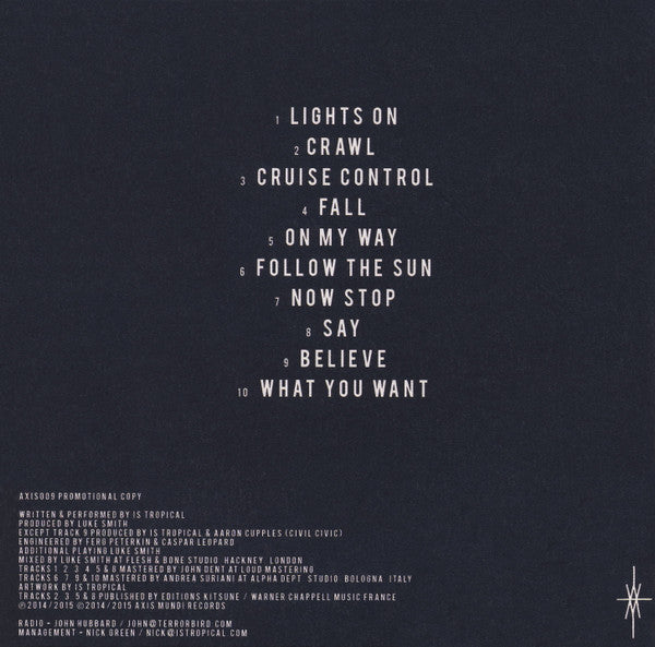Is Tropical : Black Anything (CD, Album, Promo)