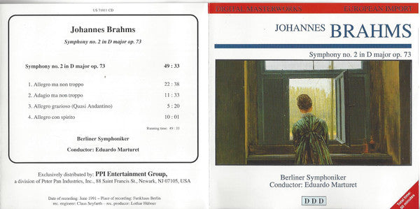 Johannes Brahms - Berliner Symphoniker, Eduardo Marturet : Symphony No. 2 In D Major Op. 73 (CD)