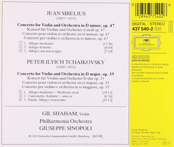 Jean Sibelius · Pyotr Ilyich Tchaikovsky - Gil Shaham · Philharmonia Orchestra · Giuseppe Sinopoli : Violon Concerto - Violinkonzerte (CD)