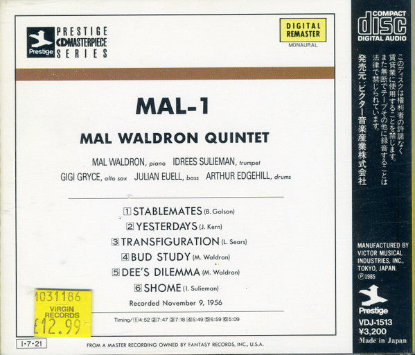 Mal Waldron Quintet : Mal-1 (CD, Album, Mono, RE, RM)