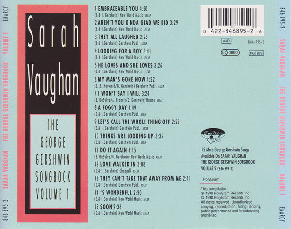 Sarah Vaughan : The George Gershwin Songbook Volume 1 (CD, Comp, RE)
