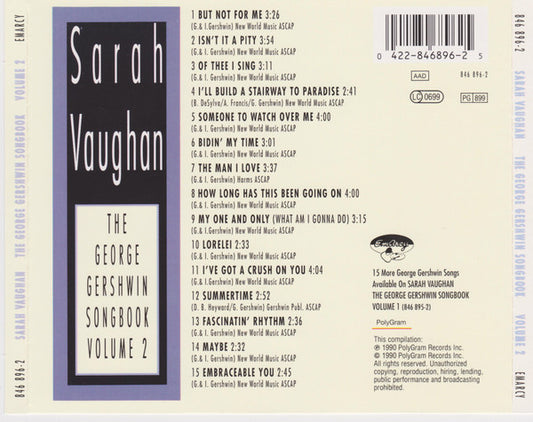 Sarah Vaughan : The George Gershwin Songbook Volume 2 (CD, Comp, RE)