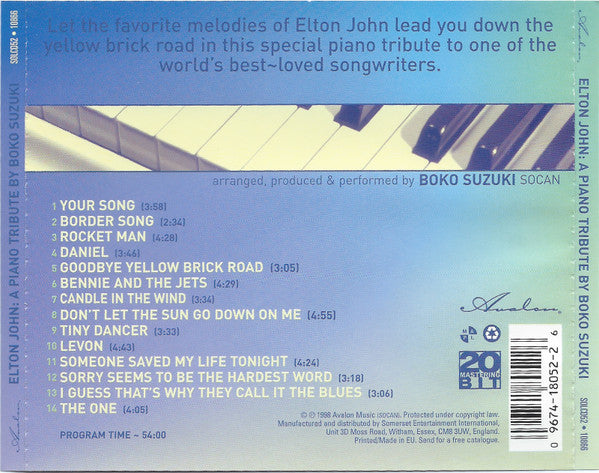 Boko Suzuki : Elton John A Piano Tribute By Boko Suzuki (CD, Album)