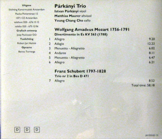 Párkányi Trio : Wolfgang Amadeus Mozart (CD, Album)