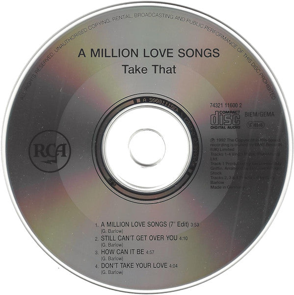 Take That : A Million Love Songs - The Love Songs E.P. (CD, EP)