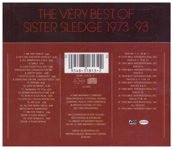 Sister Sledge : The Very Best Of Sister Sledge 1973-93 (CD, Comp, RE)