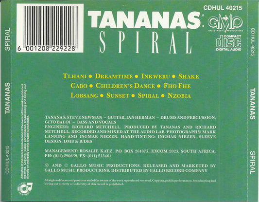 Tananas : Spiral (CD, Album)