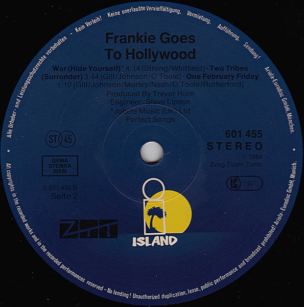 Frankie Goes To Hollywood : Two Tribes (Carnage) (12", Maxi)