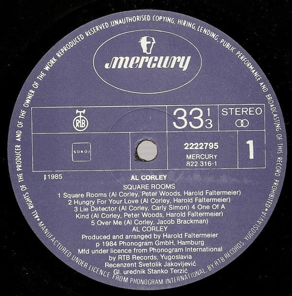 Al Corley : Square Rooms (LP, Album)