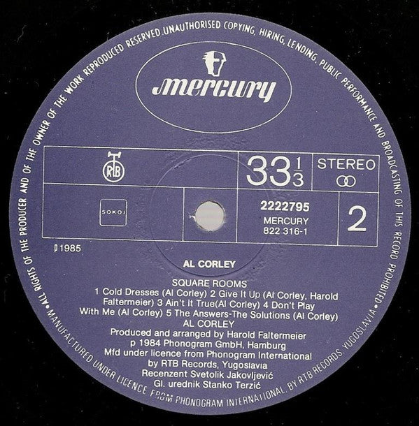 Al Corley : Square Rooms (LP, Album)