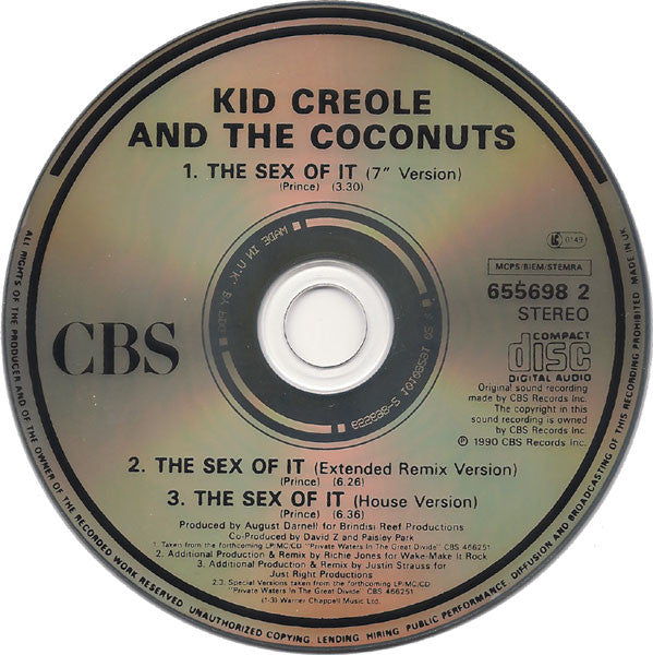 Kid Creole And The Coconuts : The Sex Of It (CD, Single)
