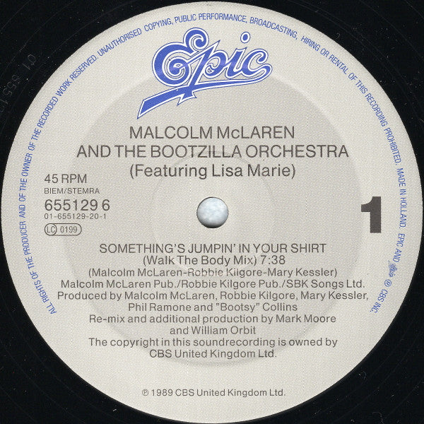 Lisa Marie With Malcolm McLaren And The Bootzilla Orchestra : Something's Jumpin' In Your Shirt (12", Maxi)