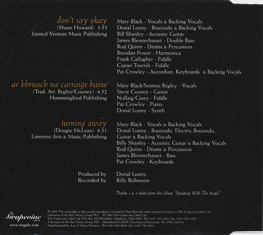 Mary Black : Don't Say OK (CD, Single)