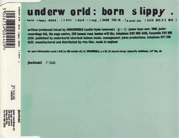 Underworld : Born Slippy .NUXX (Short) (CD, Single, CD2)