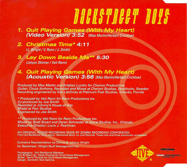 Backstreet Boys : Quit Playing Games (With My Heart) (CD, Maxi)