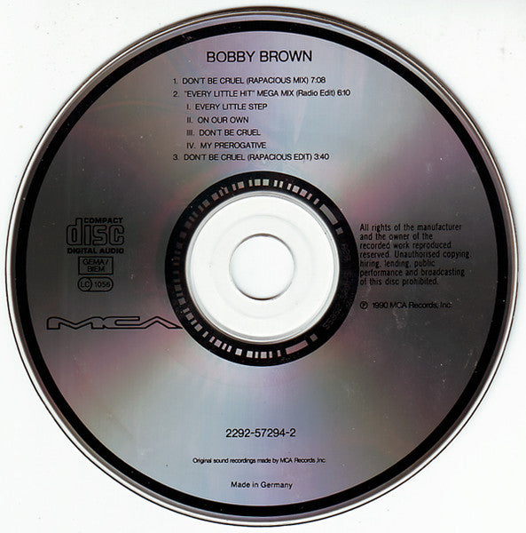 Bobby Brown : Don't Be Cruel / Every Little Hit Mega Mix (CD, Maxi)