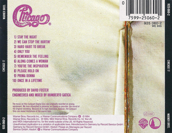 Chicago (2) : Chicago 17 (CD, Album, RP)