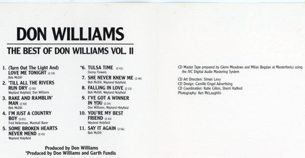 Don Williams (2) : The Best Of Don Williams Volume II (CD, Comp, RE)