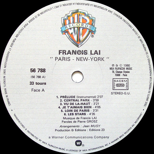 Francis Lai : Paris - New-York (LP, Album, Gat)
