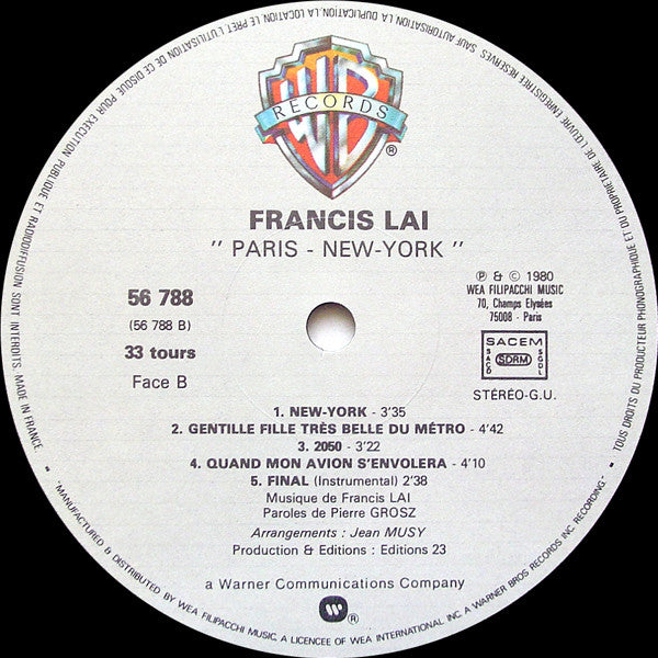Francis Lai : Paris - New-York (LP, Album, Gat)