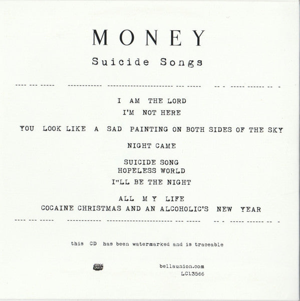 Money (14) : Suicide Songs (CDr, Album, Copy Prot.)