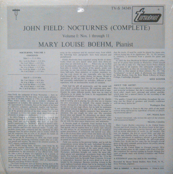 John Field (2) : Mary Louise Boehm : Nocturnes Vol. 1 (Nos. 1-11) (LP, Album)