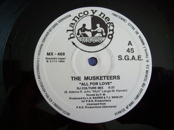 The Musketeers (2) : All For Love (12")