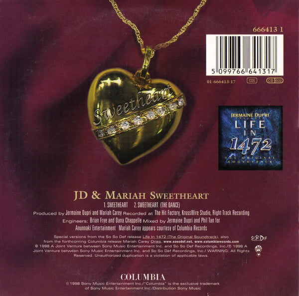 Jermaine Dupri & Mariah Carey : Sweetheart (CD, Single, Car)