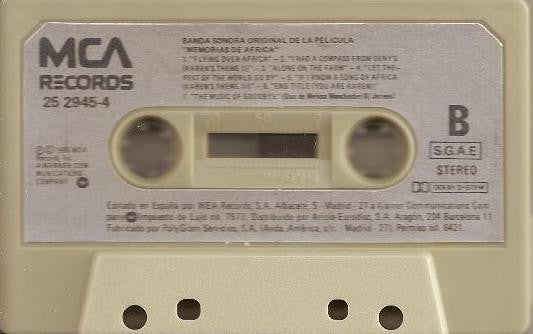 John Barry : Out Of Africa - Memorias De Africa (Banda Sonora Original de la Película) (Cass, Album)