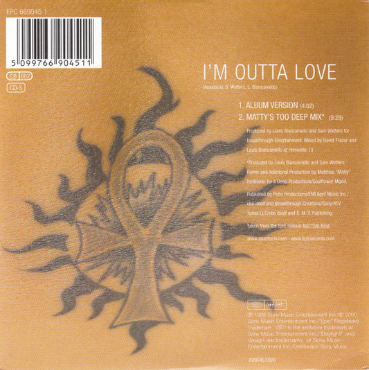 Anastacia : I'm Outta Love (CD, Single, Car)