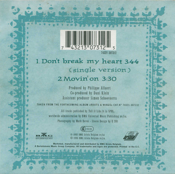 Vaya Con Dios : Don't Break My Heart (CD, Single)