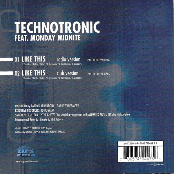 Technotronic Feat. Monday Midnite : Like This (CD, Single, Car)