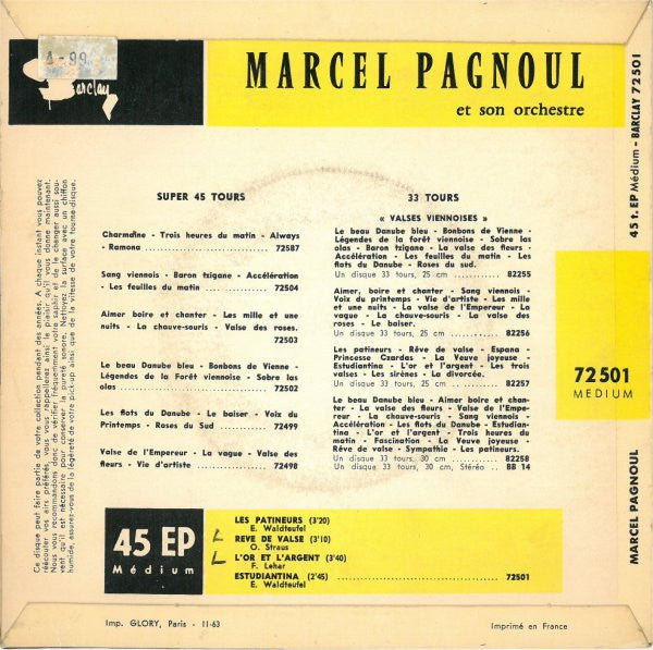 Marcel Pagnoul Et Son Orchestre : 3 - Les Patineurs (7", EP)