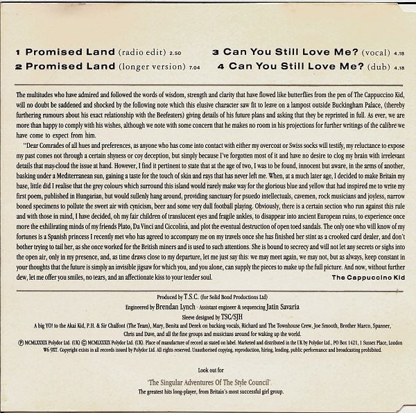 The Style Council : Promised Land (CD, Single)