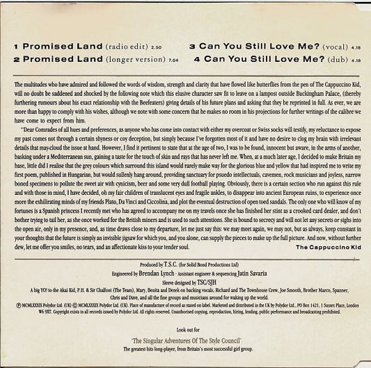 The Style Council : Promised Land (CD, Single)