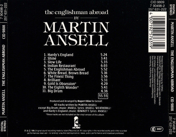 Martin Ansell : The Englishman Abroad (CD, Album)