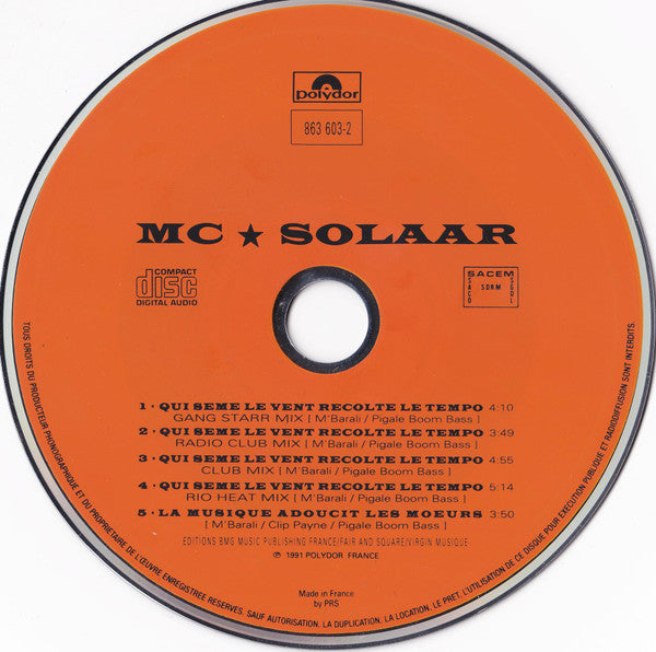 MC Solaar : Qui Sème Le Vent Récolte Le Tempo (CD, Maxi)