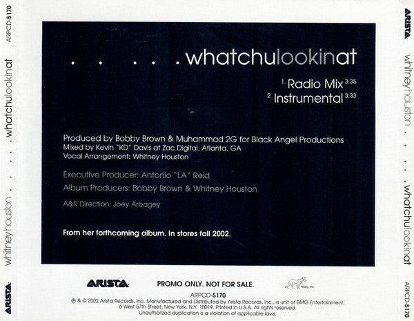 Whitney Houston : Whatchulookinat (CD, Single, Promo)