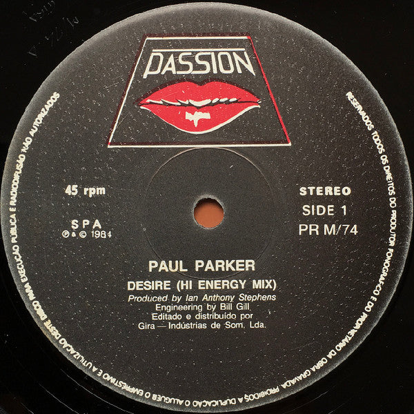 Paul Parker : Desire (12", Maxi)