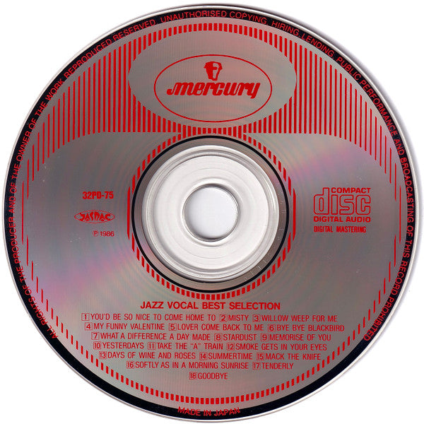Various : Jazz Vocal Best Selection (CD, Comp, Mono)