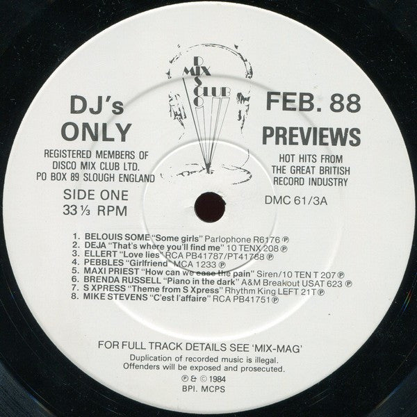 Various : February 88 Previews (LP, Comp)