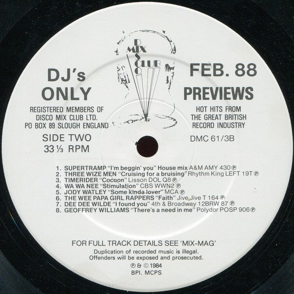 Various : February 88 Previews (LP, Comp)