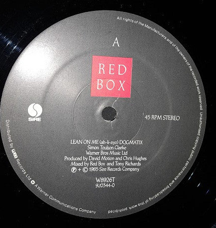 Red Box : Lean On Me (12", Single + 12", Single + Ltd, Gat)