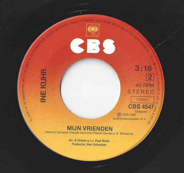 Ine Kuhr : De Kleuren Van De Zon (7", Single)