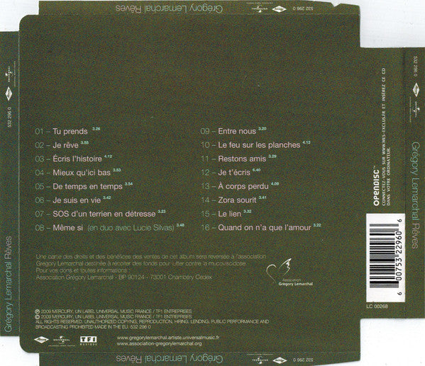 Grégory Lemarchal : Rêves (CD, Comp, Enh, Sup)