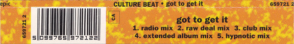 Culture Beat : Got To Get It (CD, Single)