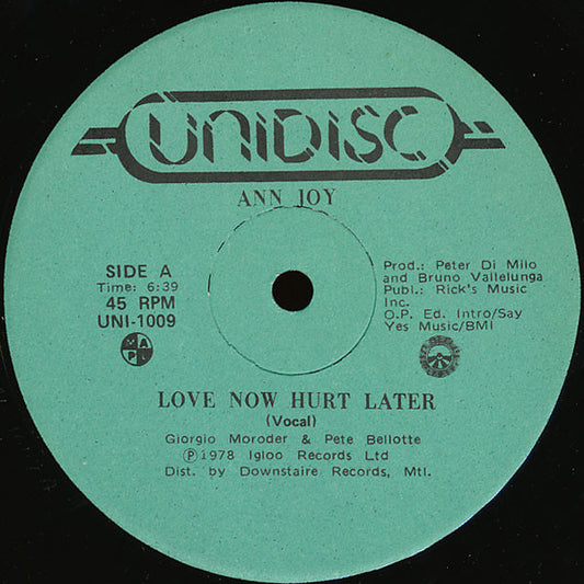 Ann Joy / The Igloo Rhythm Band : Love Now Hurt Later (12", Tea)