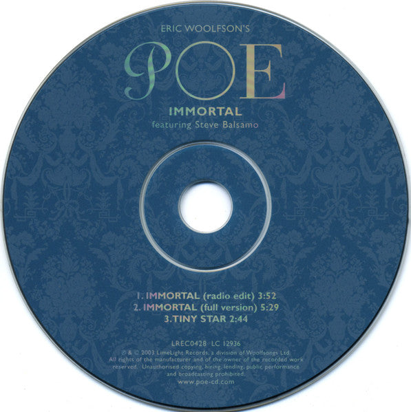 Eric Woolfson Featuring Steve Balsamo : Immortal (CD, Single)