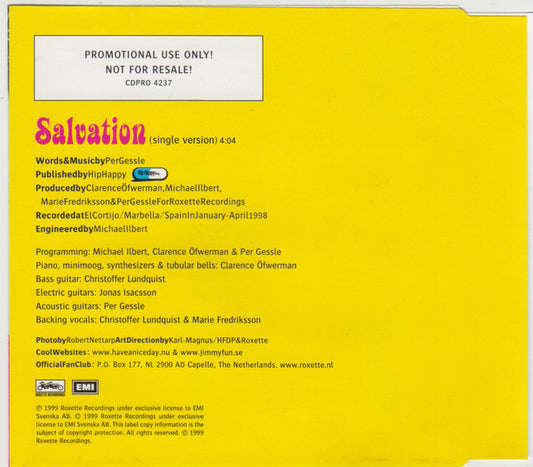 Roxette : Salvation (CD, Single, Promo)
