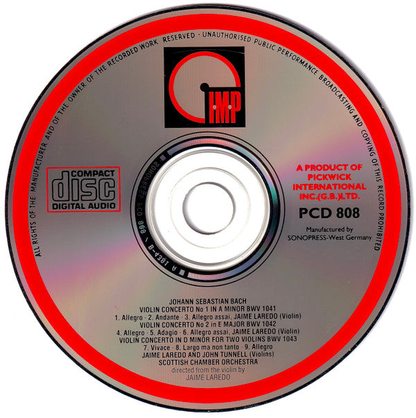 Johann Sebastian Bach - Scottish Chamber Orchestra, Jaime Laredo : Violin Concertos (CD, Album)